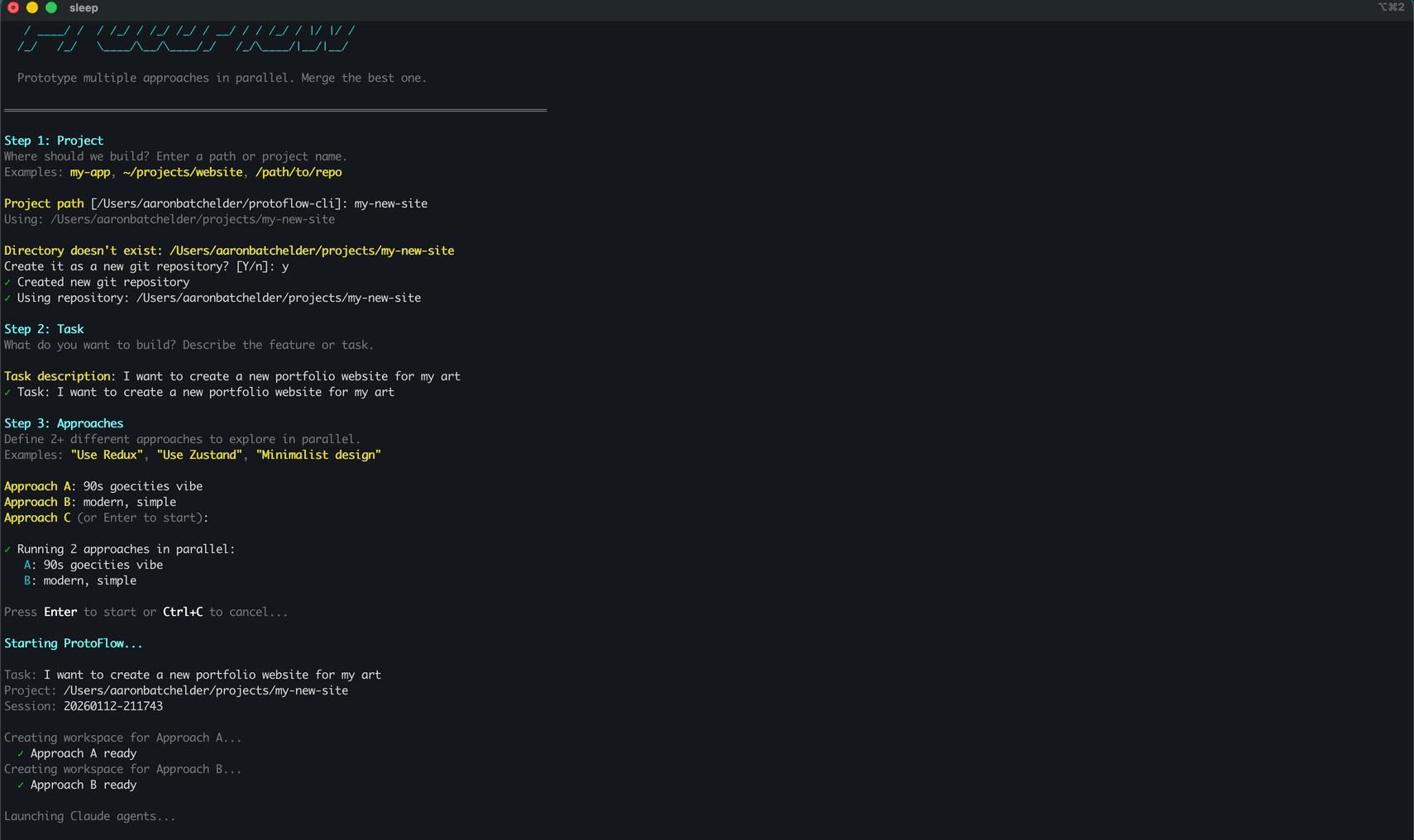 ProtoFlow demo showing parallel prototyping